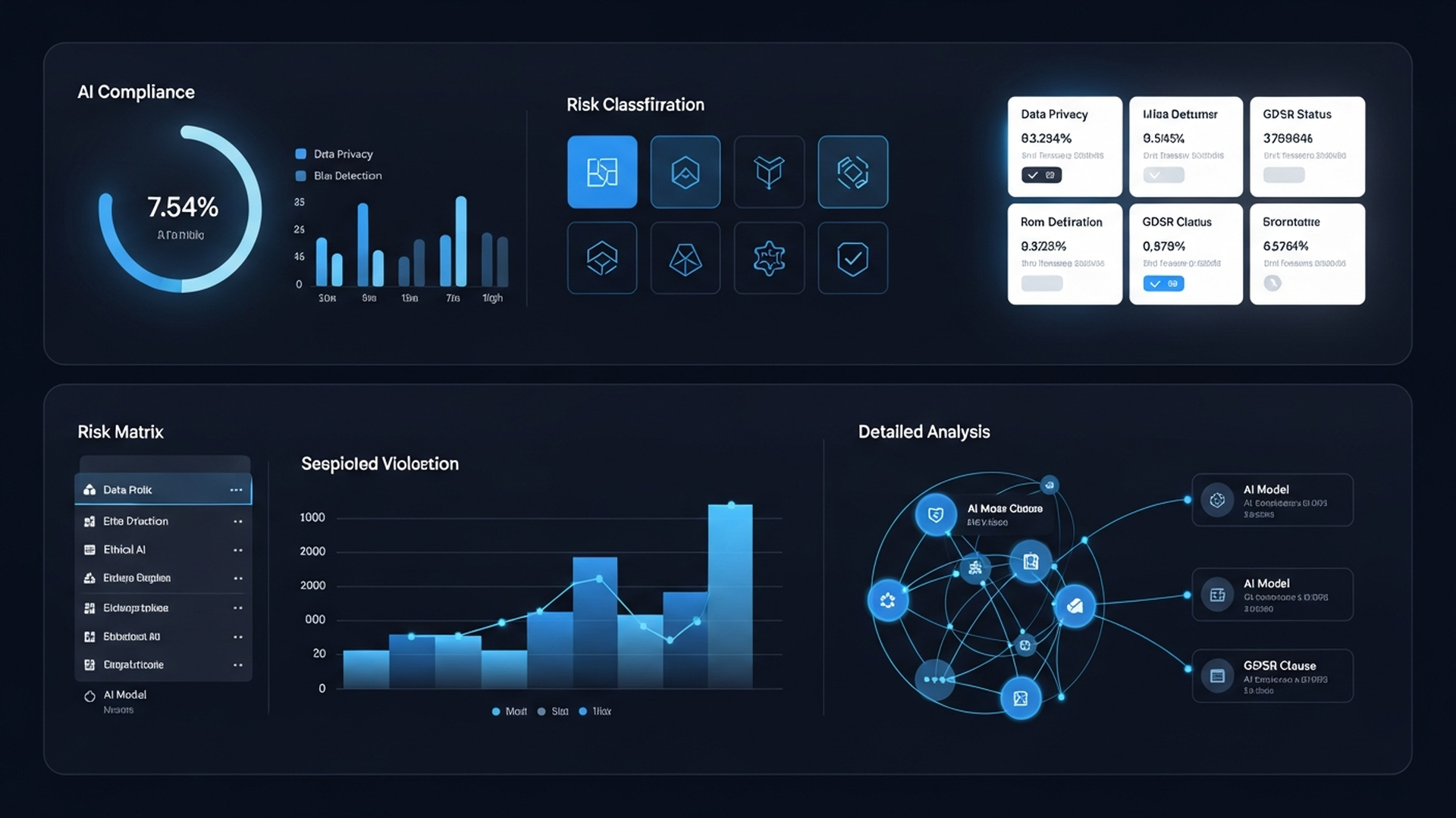 AI compliance dashboard showing risk classification and analysis